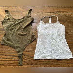 Skies Are Blue One Shoulder Bodysuit & White Tank M Bundle